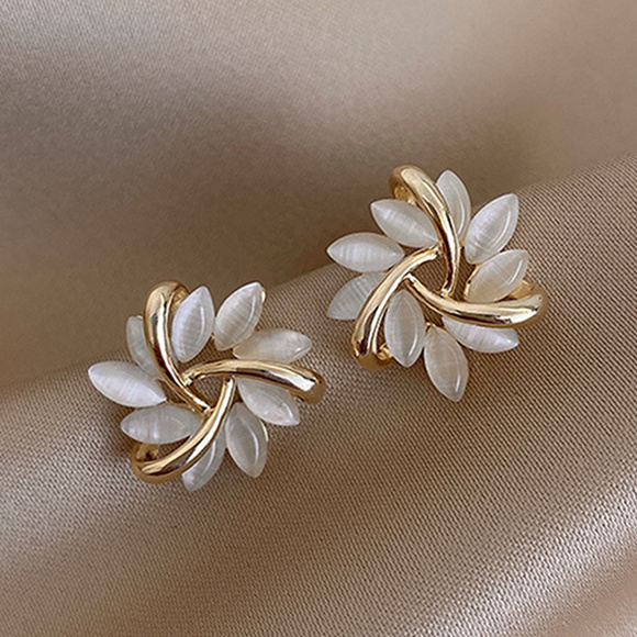 Jewelry - New! Opal Petal Stud Earrings: Delicate Blooms for a Fairytale Touch